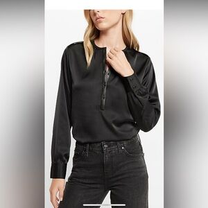 Banana Republic HALF BUTTON UP POPOVER LEATHER TRIM xs never worn fits